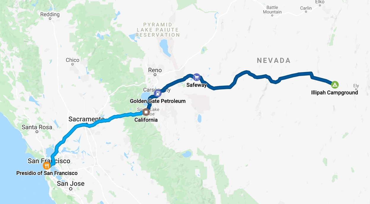 Day 1 route map