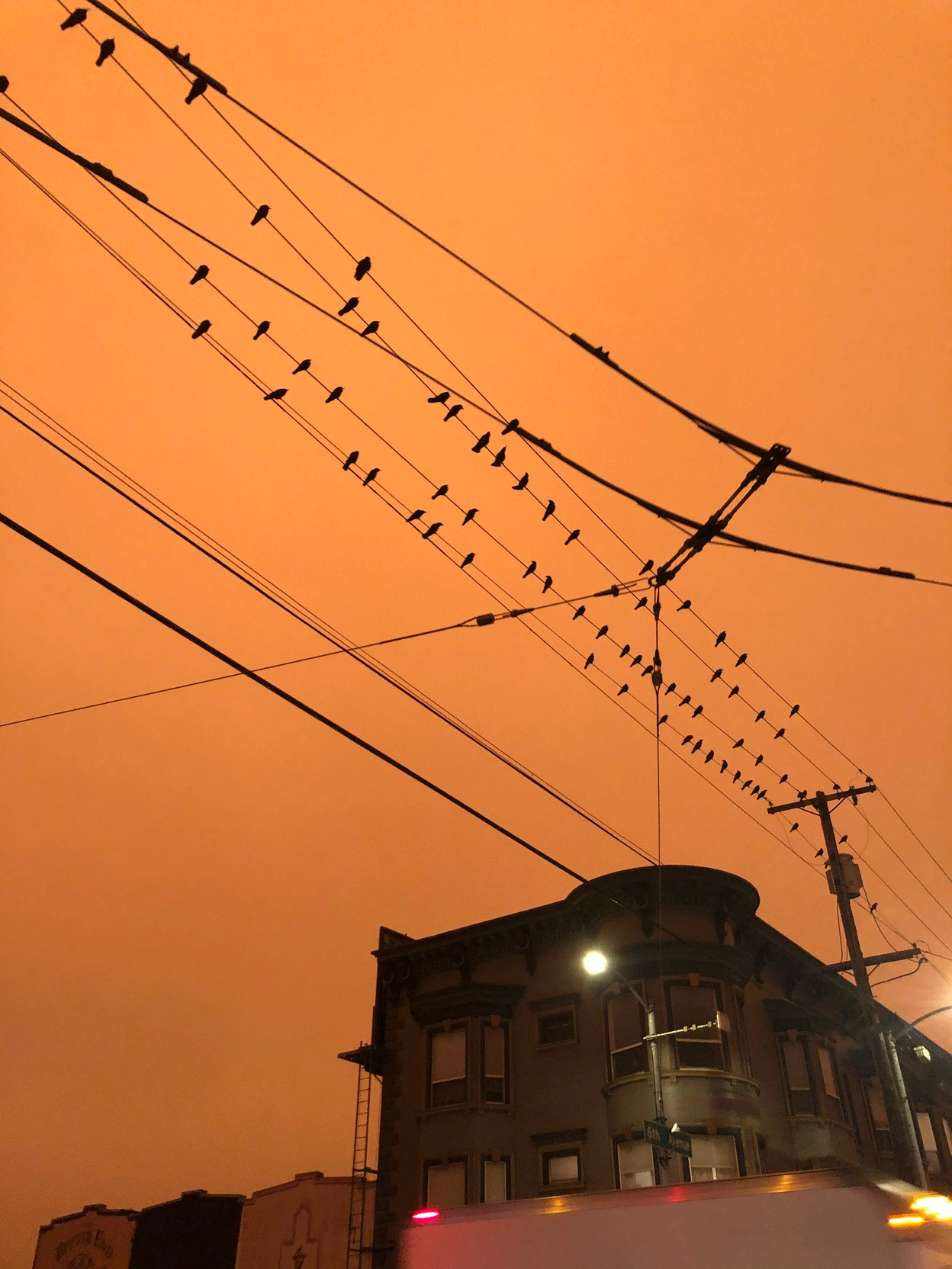 Orange smoke-filled sky