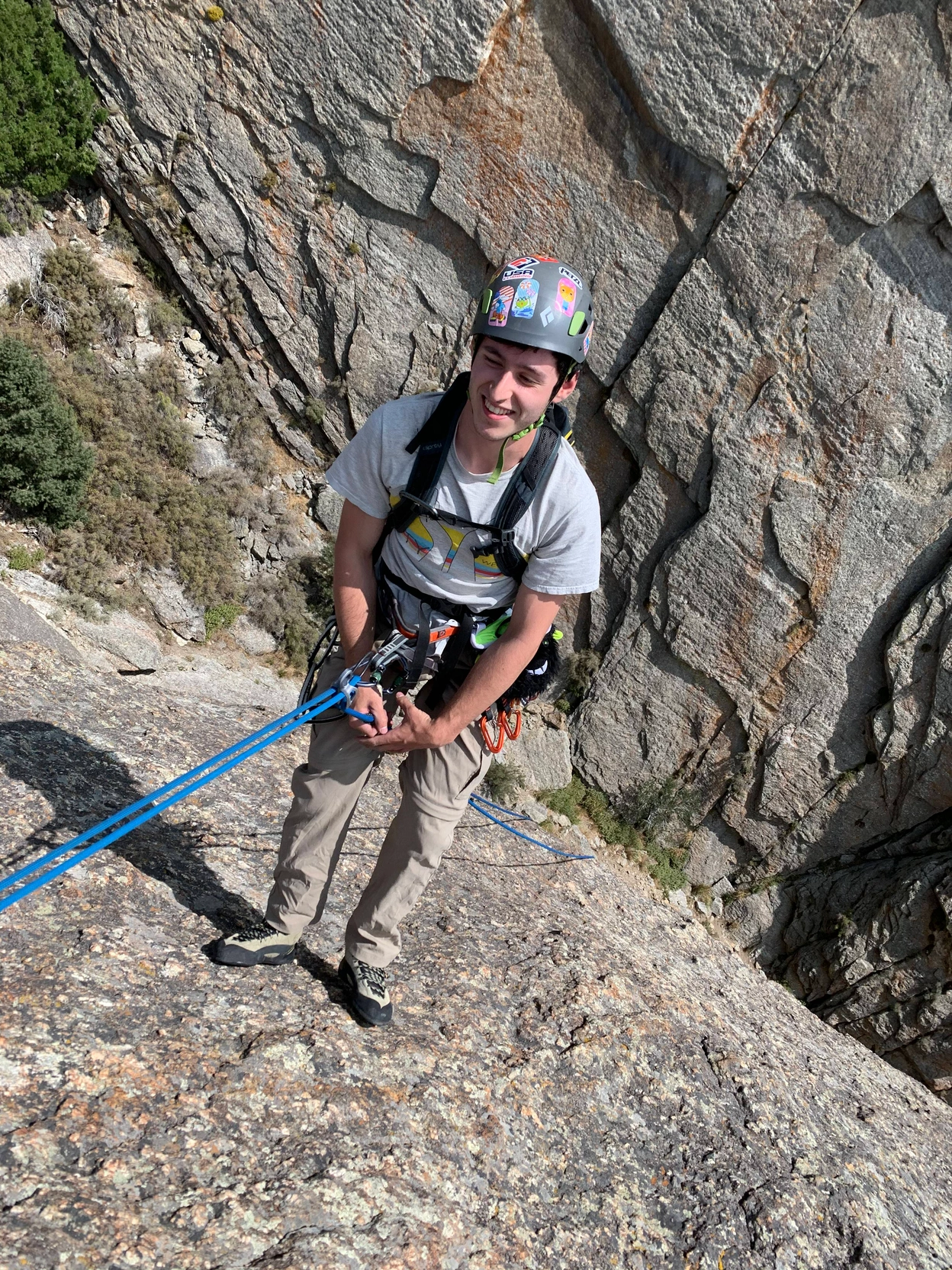 Rappelling down
